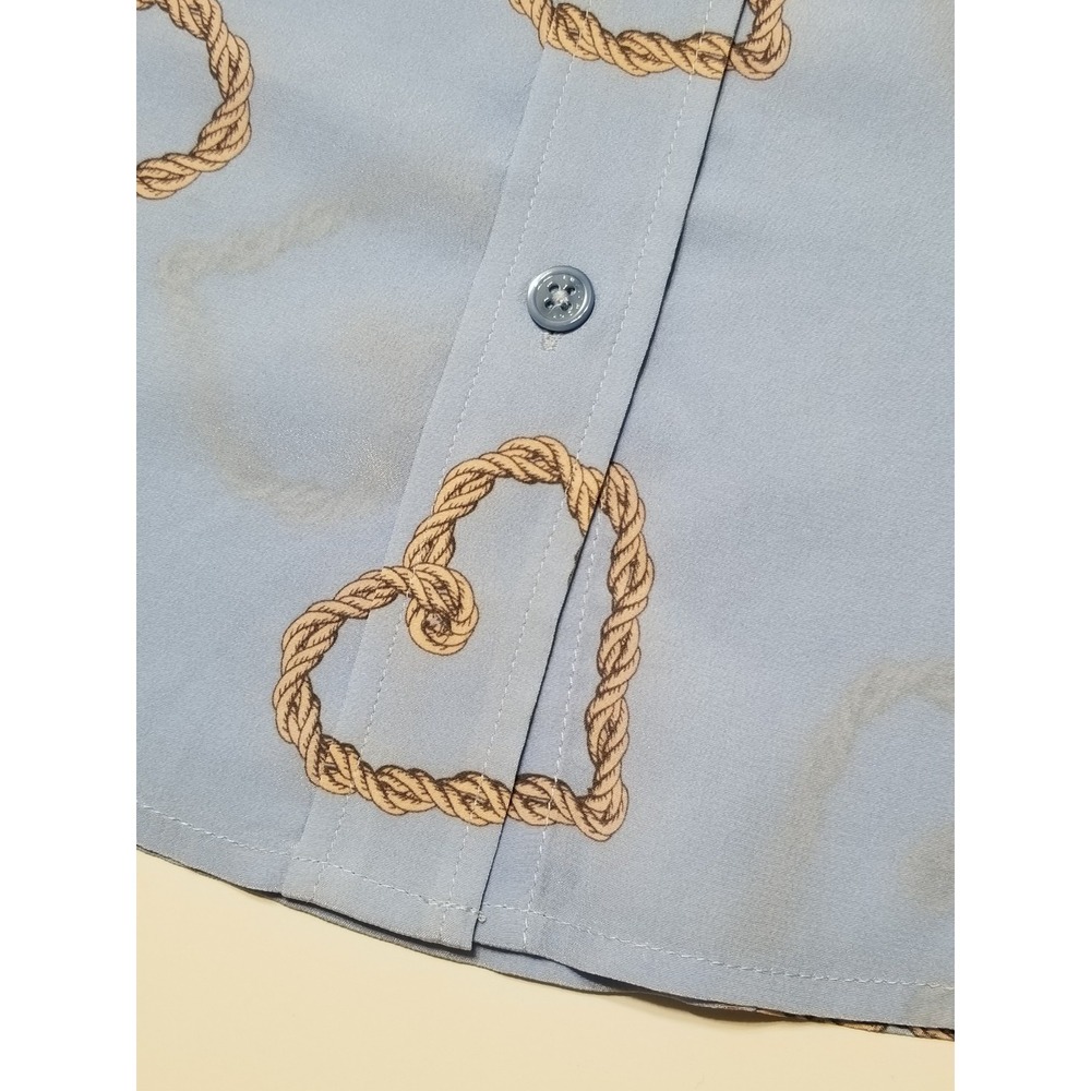 Equipment Brett 100% Silk Button Down Shirt Periwinkle Heart Print NWT S $258 - Picture 14 of 16